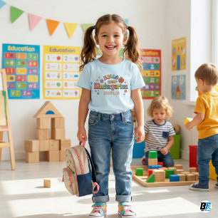 Hej förskole Retro Groovy Anpassat Namn Barn T Shirt