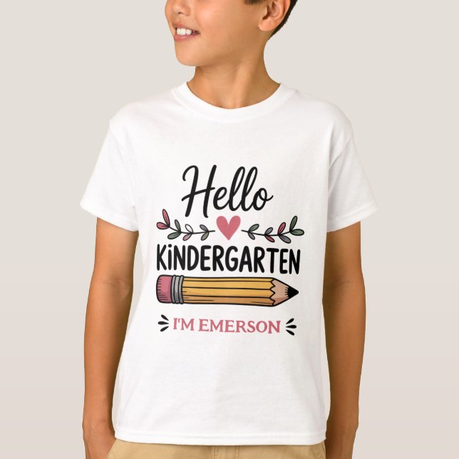Hej förskolepersonaliserad tillbaka till skolan t shirt (Framsida)