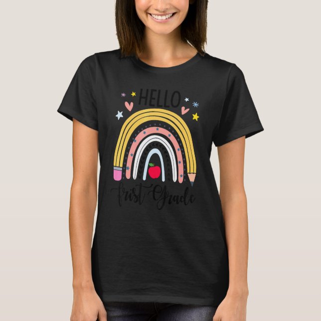 Hej först Klass Boho Rainbow Student tillbaka till T Shirt (Framsida)
