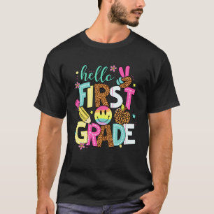 Hej Första 1:a Klassens Åter till Skolan Leopard L T Shirt