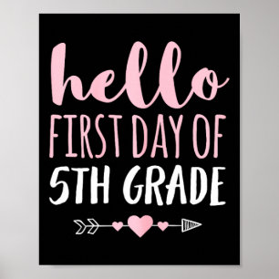 Hej första dagen i 5:e klass lärare elev pil poster