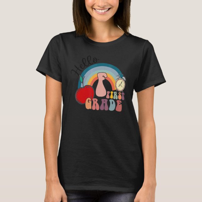 Hej Första Klass 1:a Klass regnbåge Back to school T Shirt (Framsida)