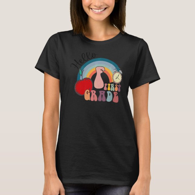 Hej Första Klass 1:a Klass regnbåge Back to school T Shirt (Framsida)