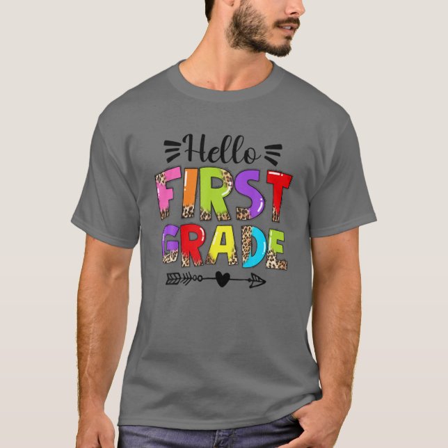 Hej Första Klass Back to school Leopard Student K T Shirt (Framsida)