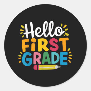 Hej Första Klass Back to school Runt Klistermärke