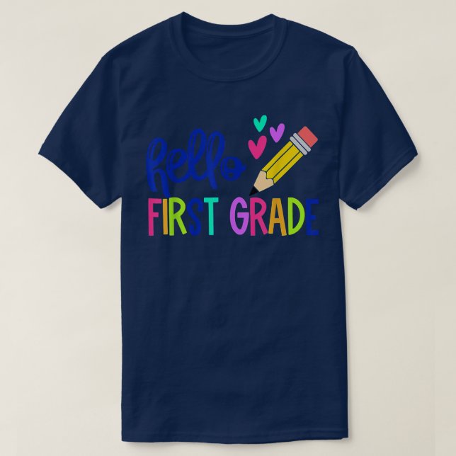 Hej första Klass första dagen Klass tillbaka till  T Shirt (Design framsida)
