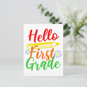 Hej första klass Första klass Hej till skolan Barn Vykort