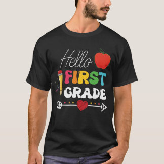 Hej första klass hjärta äpple t shirt