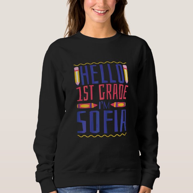 Hej första klass jag är Sofia Första klass tjejer T Shirt (Framsida)