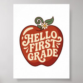 Hej första klass Retro Apple Tillbaka till skolan Poster