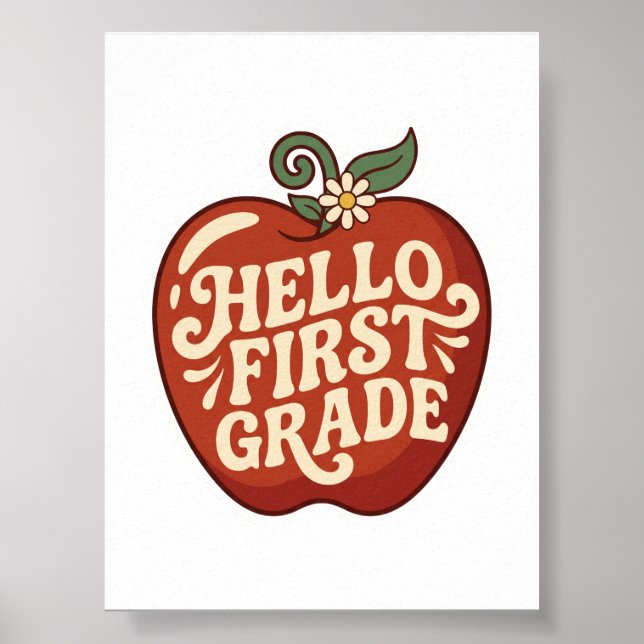 Hej första klass Retro Apple Tillbaka till skolan Poster (Framsidan)