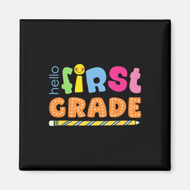 Hej Första Klass Söt Färgglad Team 1:a Klass Te Magnet (Framsidan)