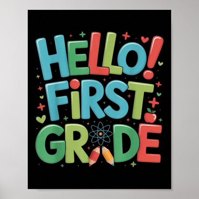 Hej Första Klass Team 1:a Klass Tillbaka Till Skol Poster (Framsidan)