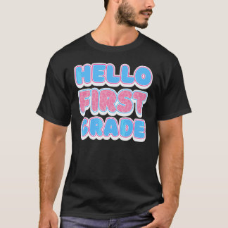 Hej första klass tjejer pojkar lärare team 1:a kla t shirt