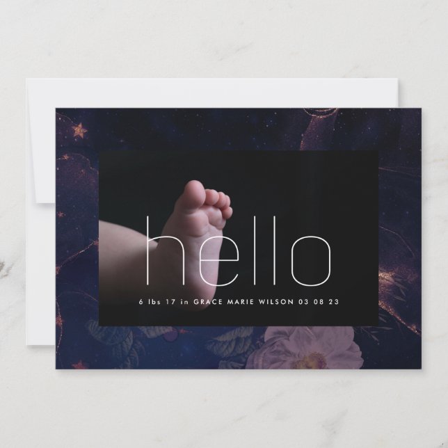 hej fotomörk lila blommigt  ram födelse (Framsida)