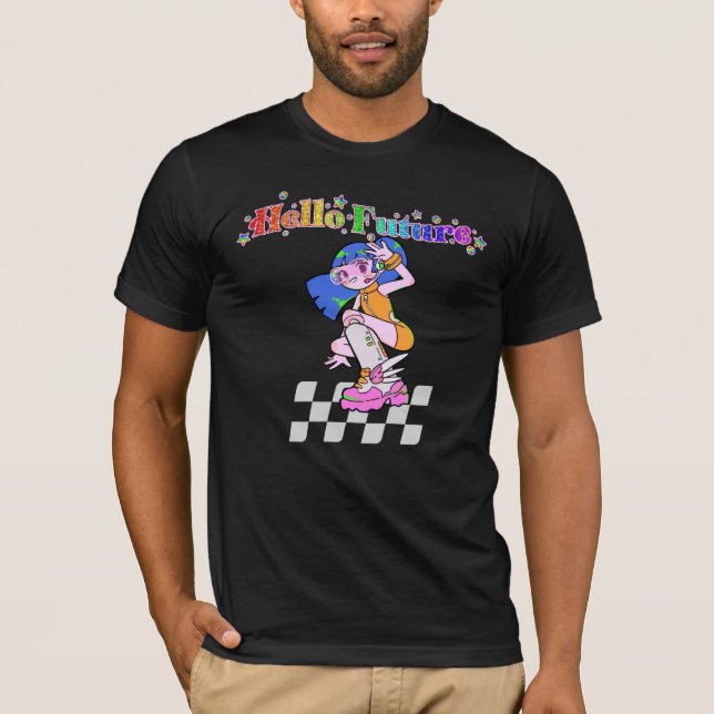 Hej framtid Y2K Anime Tjej T Shirt (Framsida)