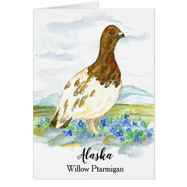 Hej från Alaska Willow Ptarmigan Blank Hälsningskort (Framsidan)