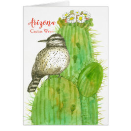 Hej från Arizona Cactus Wren Saguaro Hälsningskort