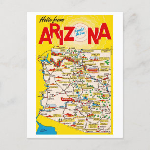 Hej från Arizona Vintage Karta Vykort