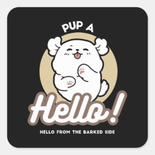 Hej från Barked Side - Cute Hund design Fyrkantigt Klistermärke