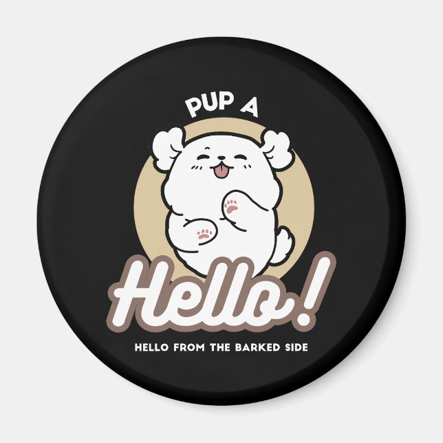 Hej från Barked Side - Cute Hund design Magnet (Framsidan)