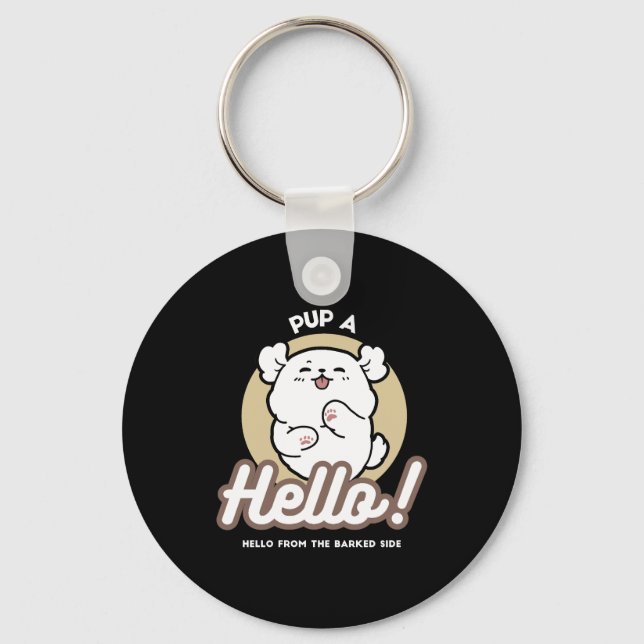 Hej från Barked Side - Cute Hund design Nyckelring (Framsida)