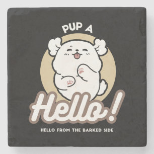 Hej från Barked Side - Cute Hund design Stenunderlägg