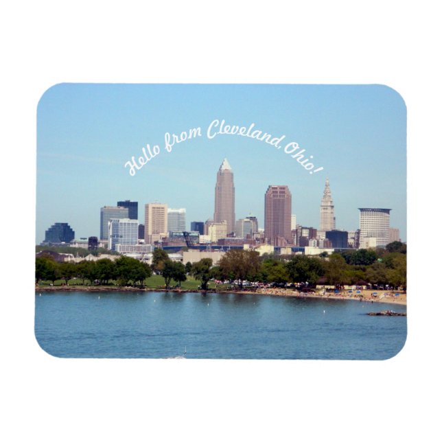 Hej från Cleveland Ohio Sjö Skyline Magnet (Horisontell)
