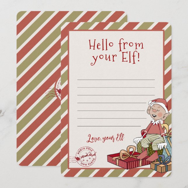 Hej från din Elf, Brev Notecard Inbjudningar (Fram/baksida)