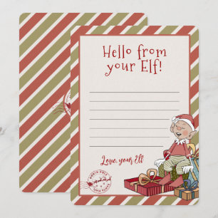 Hej från din Elf, Brev Notecard Inbjudningar