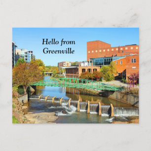 Hej från Greenville, South Carolina Reedy River Vykort