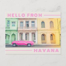 Hej från Havanna Retro Rosa Car & Architecture Vykort