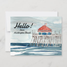 Hej från Huntington Beach Pier Ocean Vågar Vykort