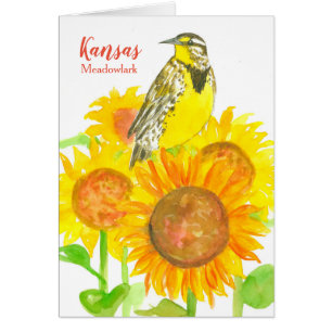Hej från Kansas Solros Wildblomma Meadowlark Hälsningskort