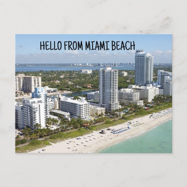 HEJ FRÅN MIAMI BEACH FLORIDA POSTCARD POSTCARDS VYKORT (Framsida)