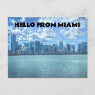 HEJ FRÅN MIAMI FLORIDA SKYLINE POSTCARDS VYKORT