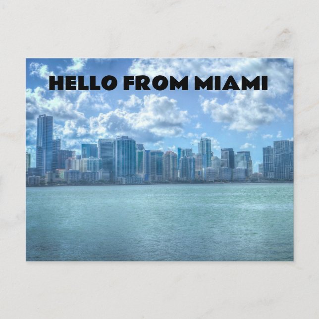 HEJ FRÅN MIAMI FLORIDA SKYLINE POSTCARDS VYKORT (Framsida)