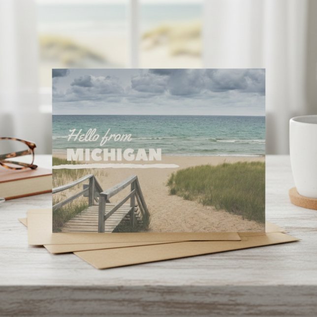 Hej från Michigan Beach Vibes Vykort (Scenic views for your most heartfelt notes.)