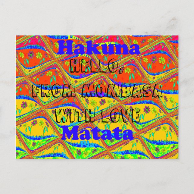 Hej från Mombasa med Kärlek Hakuna Matata-kort Vykort (Framsida)