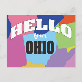 Hej från Ohio-området karta av staten Vykort