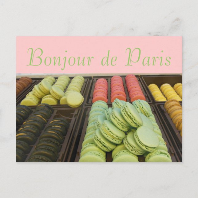 Hej från Paris Berömd Fransk Macroons Vykort (Framsida)