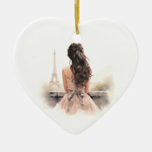 Hej från Paris Keramisk Hjärtprydnad