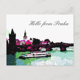 Hej från Praha txt Vykort