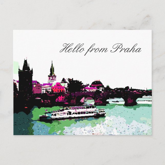 Hej från Praha txt Vykort (Framsida)