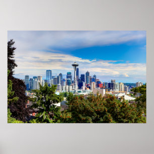Hej från Seattle, Washington. Downtown View Poster