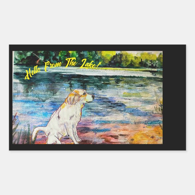 Hej från Sjö Rektangulärt Klistermärke (Framsida)