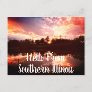 Hej från Southern Illinois-damm solnedgång Vykort