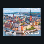 Hej från Stockholm, Sverige Vykort<br><div class="desc">Detta sceniska vykort för resor innehåller ett foto av den vackra staden Stockholm,  Sverige. Detta pulserande vykort skulle vara perfekt för bästa vänner,  familj och medarbetare.</div>