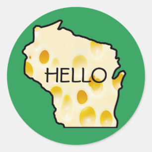 Hej från Wisconsin Swiss Cheese Head Stickers Runt Klistermärke