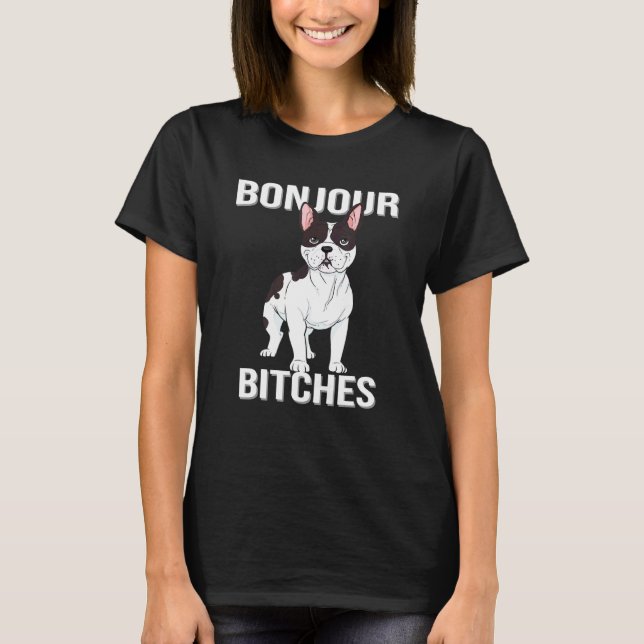 Hej fransk bulldog för Frenchie Hund T Shirt (Framsida)
